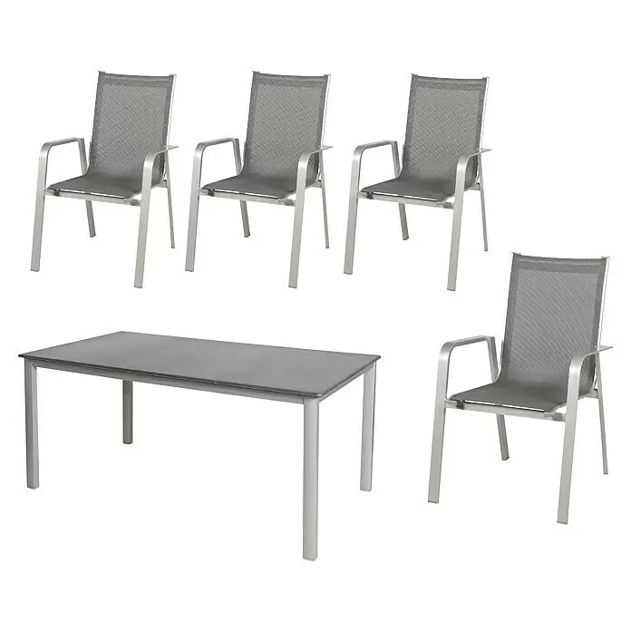 Acamp Gartenmöbel-Set Urban/Acaplan (5 -tlg., Aluminium, Topalit, Acatex, Anthrazit)