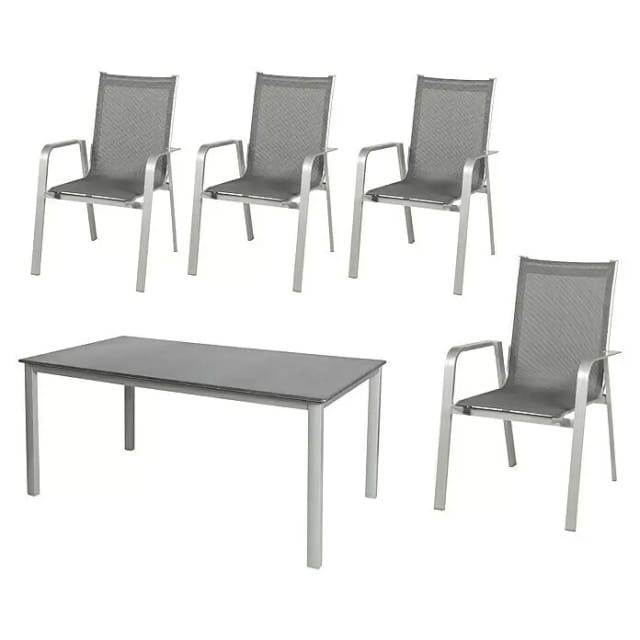 Acamp Gartenmöbel-Set Urban/Acaplan (5 -tlg., Aluminium, Topalit, Acatex, Anthrazit)