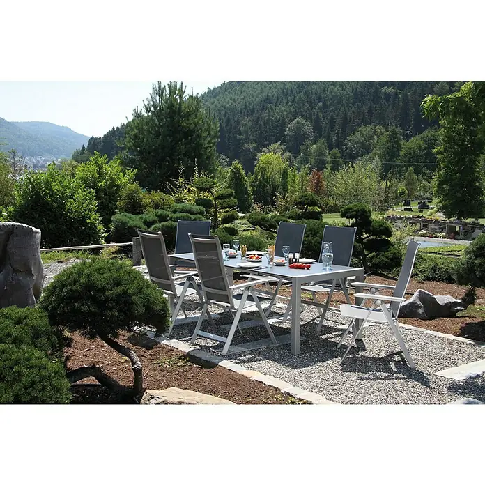 Acamp Gartenmöbel-Set Urban/Extensio (7 -tlg., Aluminium, HPL, Textil, Silber)