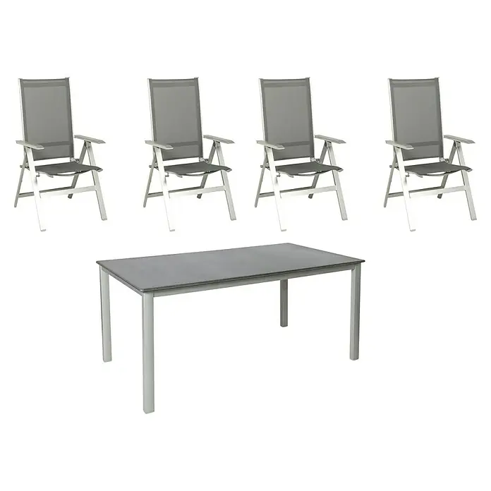 Acamp Gartenmöbel-Set Urban/Acaplan Loft (5 -tlg., Aluminium, Textil, Klappbar, Anthrazit)