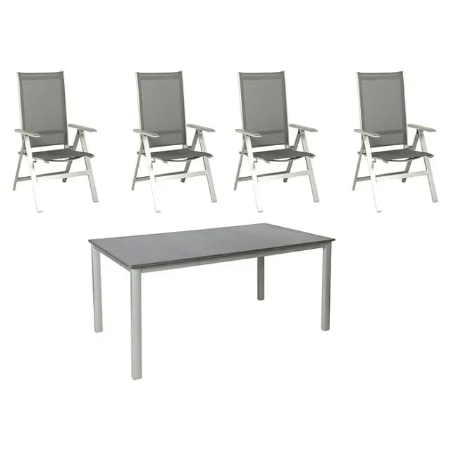 Acamp Gartenmöbel-Set Urban/Acaplan Loft (5 -tlg., Aluminium, Textil, Klappbar, Anthrazit)