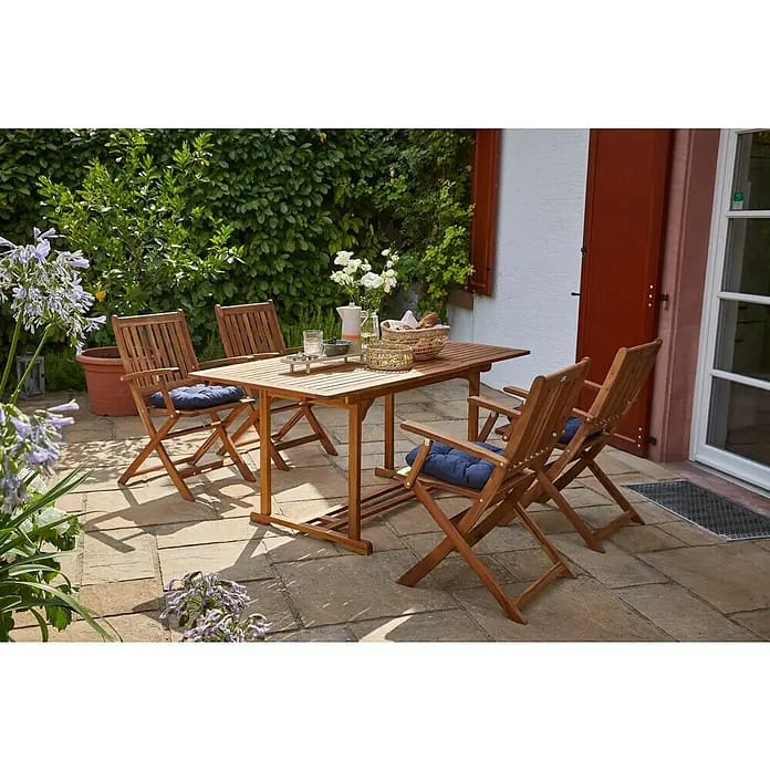 Sunfun Gartenmöbel-Set Diana (5 -tlg., Akazienholz, Naturbraun, Niederlehner)