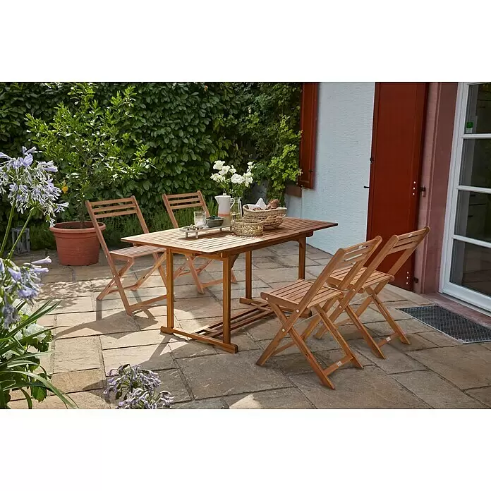 Sunfun Gartenmöbel-Set Diana (5 -tlg., Akazienholz, Naturbraun)