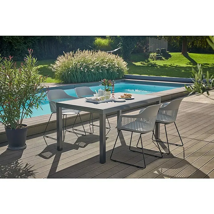 Sunfun Gartenmöbel-Set Maja/Annika (5 -tlg., Glas/Aluminium, Metall/Kunststoff, Anthrazit/Black/Flint Grey)