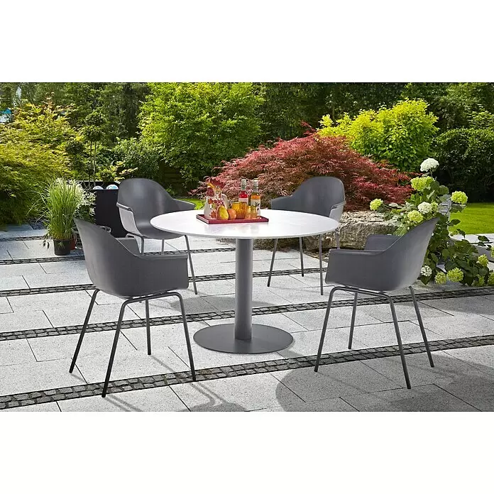 Gartenmöbel-Set My (5 -tlg., Compofit/Stahl, Metall/Kunststoff, Weiß/Schwarz)
