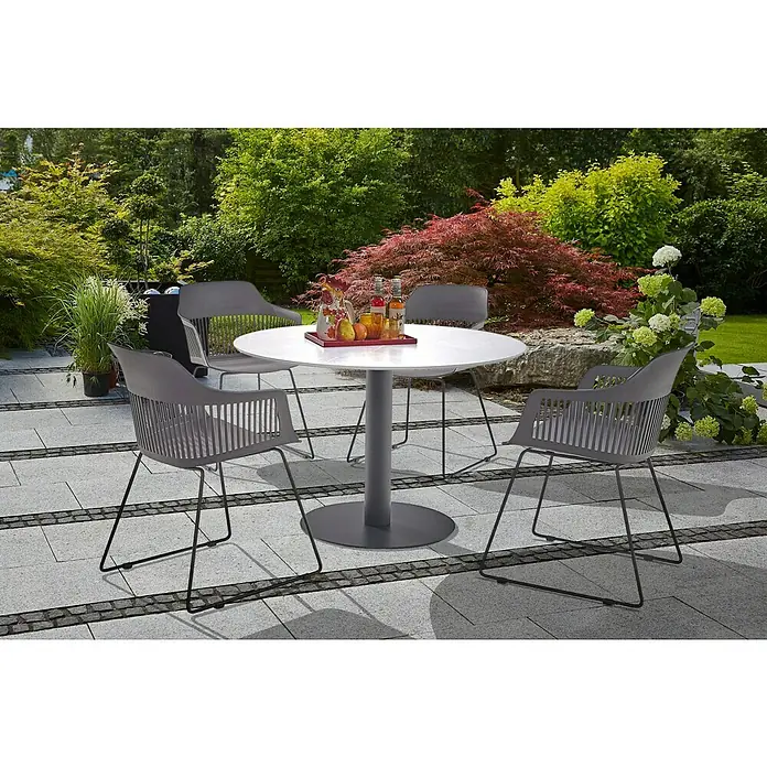 Gartenmöbel-Set Annika (5 -tlg., Stahl/Compofit, Metall/Kunststoff, Weiß/Schwarz/Grau)