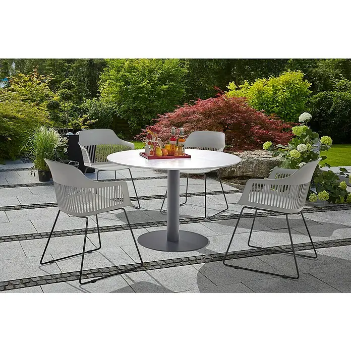 Gartenmöbel-Set Annika (5 -tlg., Stahl/Compofit, Metall/Kunststoff, Weiß/Schwarz/Flint Grey)
