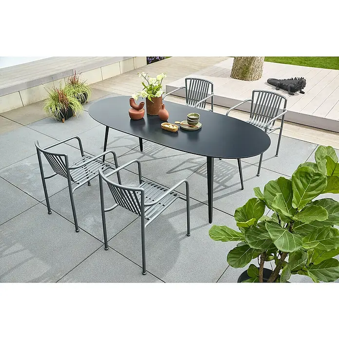 Sunfun Gartenmöbel-Set Black Series/Sarah (5 -tlg., Schwarz/Night-Grey)