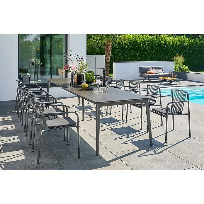 Sunfun Gartenmöbel-Set Solo/Sarah (12 -tlg., Aluminium/Sintered Stone/Stahl, Night-Grey)