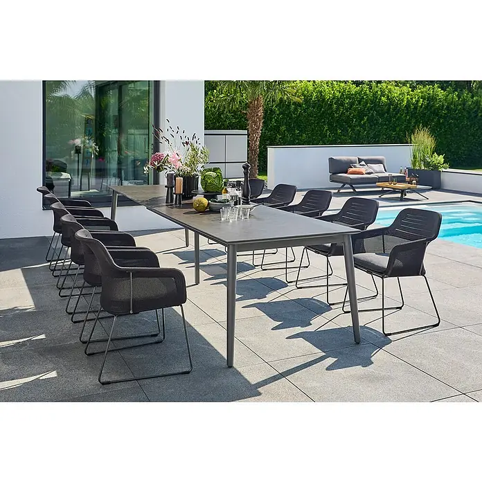 Sunfun Gartenmöbel-Set Solo (12 -tlg., Aluminium/Sintered Stone/Polyester, Night-Grey)