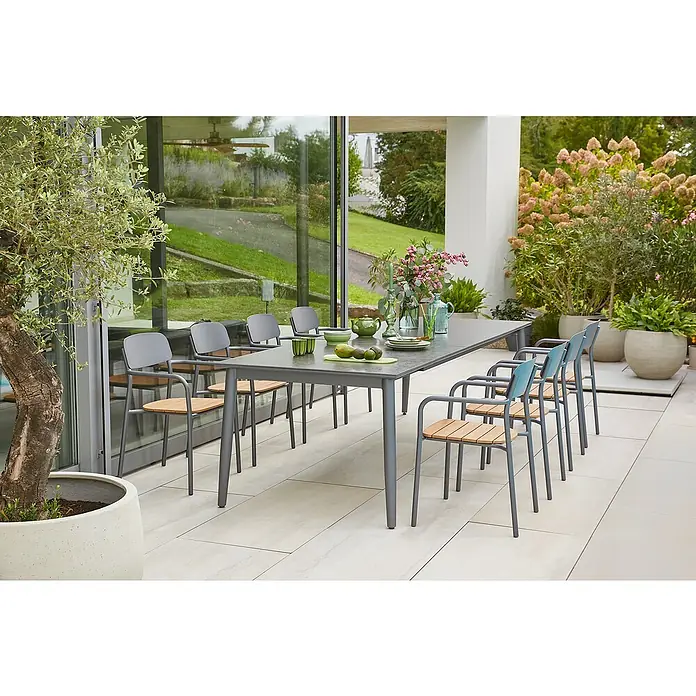 Sunfun Gartenmöbel-Set Solo/Gastro (9 -tlg., Aluminium, Sintered Stone, Stahl, Polywood, Night-Grey)