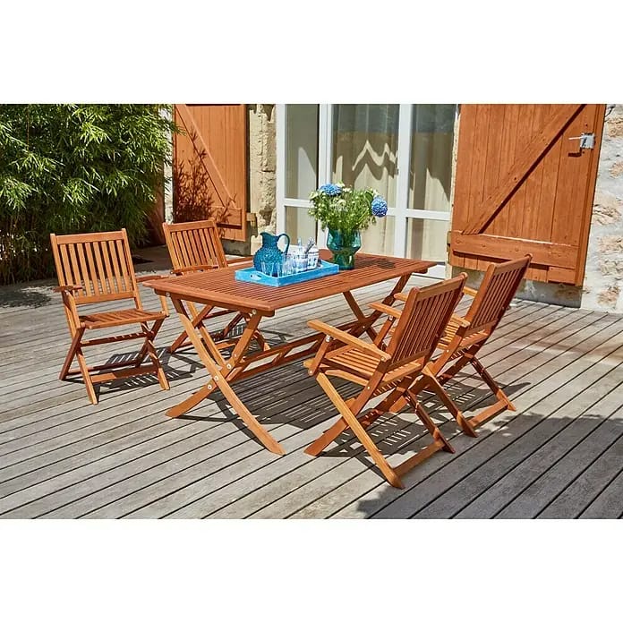 Gartenmöbel-Set Diana (5 -tlg., Akazie, Naturbraun, Niederlehner)