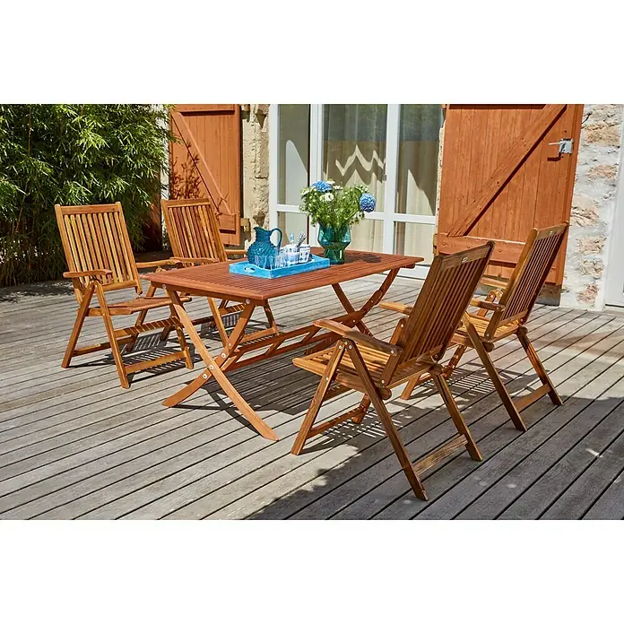Gartenmöbel-Set Diana (5 -tlg., Akazie, Naturbraun, Hochlehner)