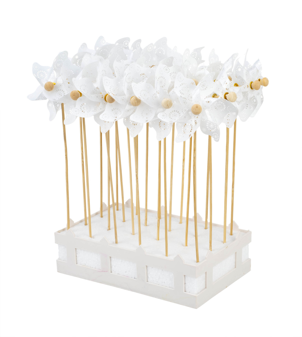Glorex Gartenstecker Windrad 9 x 28 cm weiß