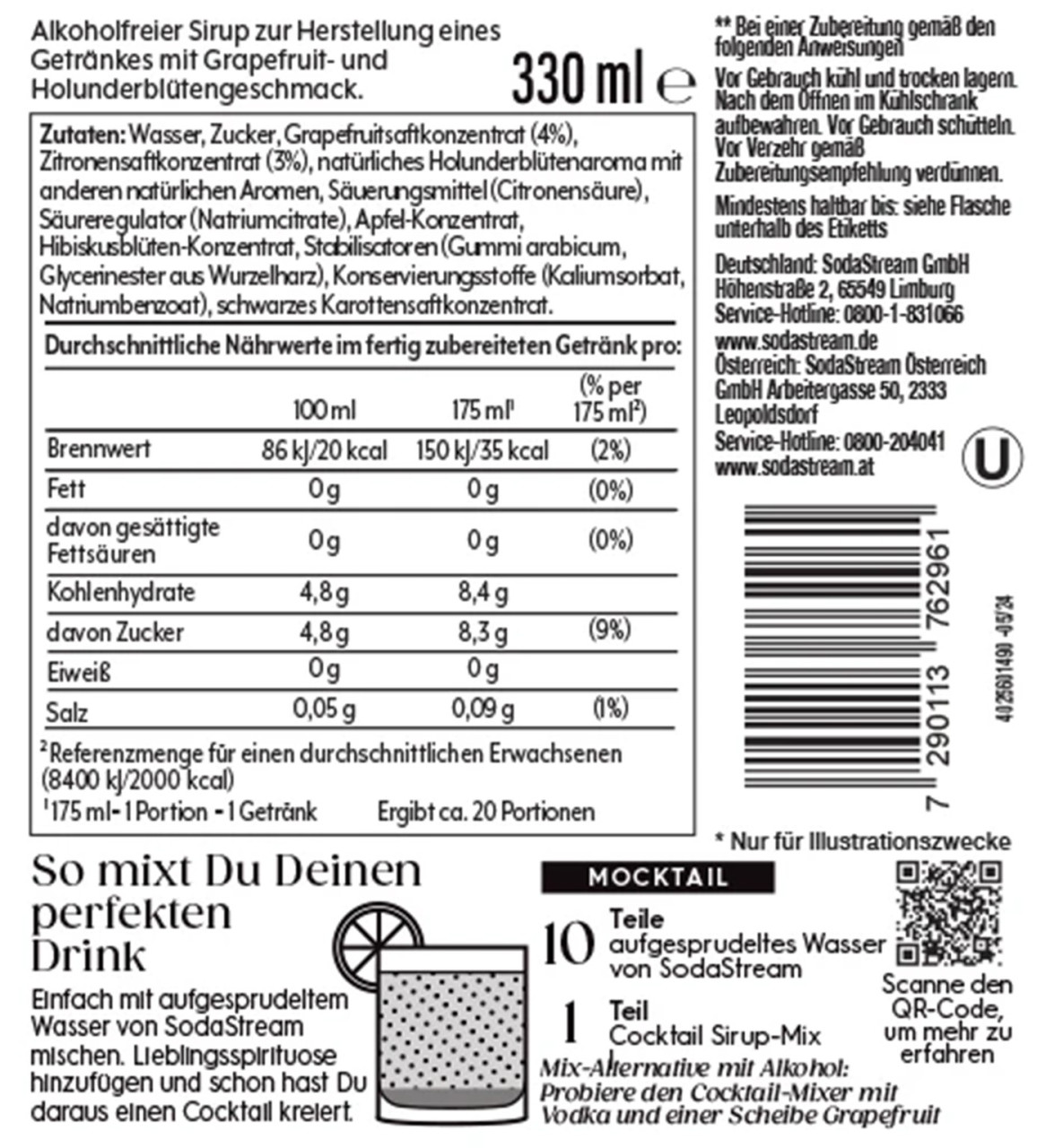 Sodastream Crafted Cocktail Drink Mix Sirup Grapefruit & Holunderblüte 330 ml Bild 2