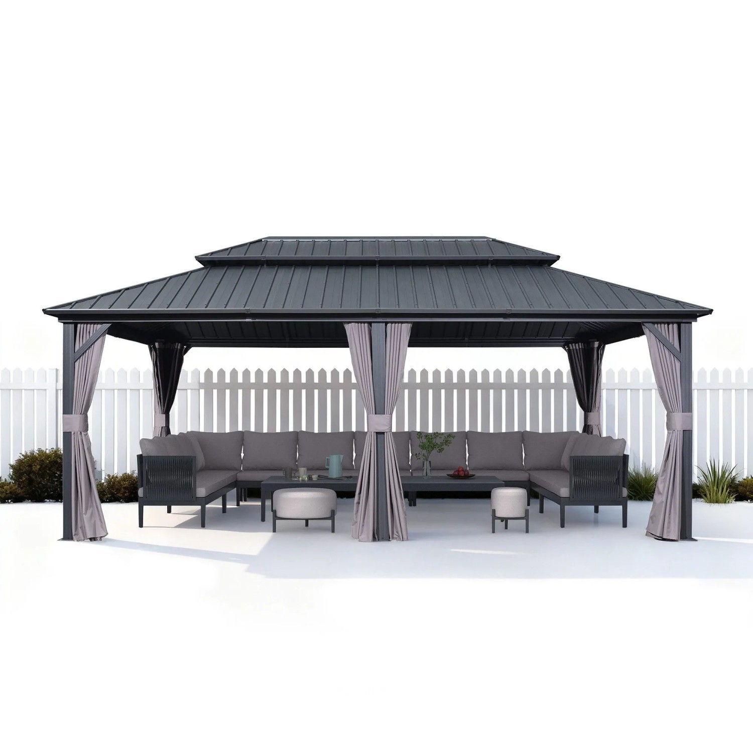 Purple Leaf Pavillon 365 cm X 600 cm X 305 cm Doppelschichtige Verzinkte Gartenpavillon Mit Moskitonetz