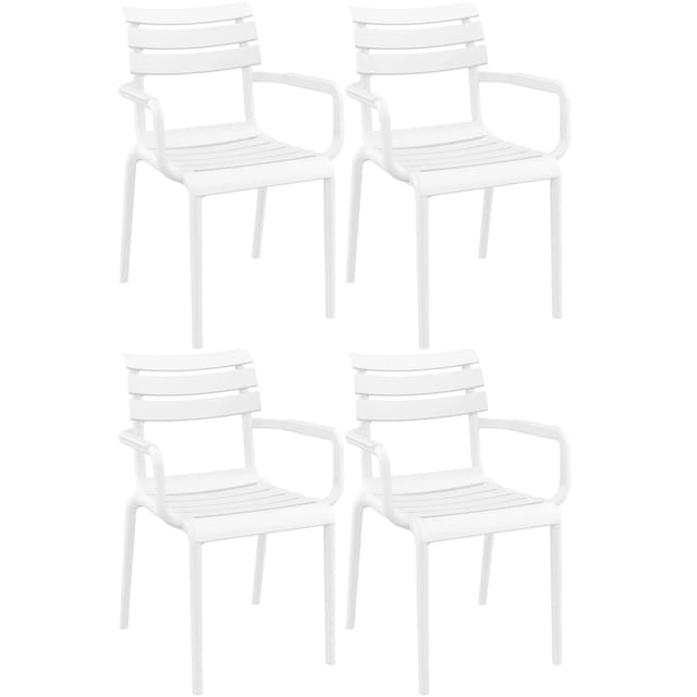 CLP 4er Set Gartenstühle Paris Weiß