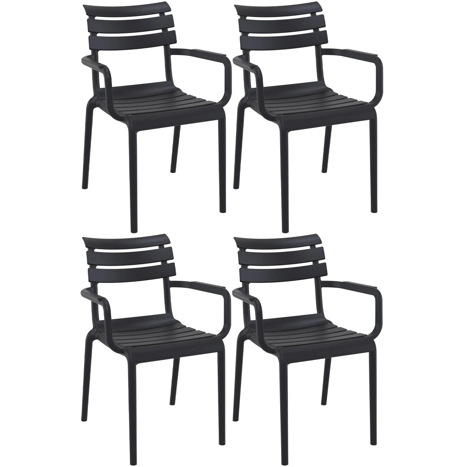CLP 4er Set Gartenstühle Paris Schwarz