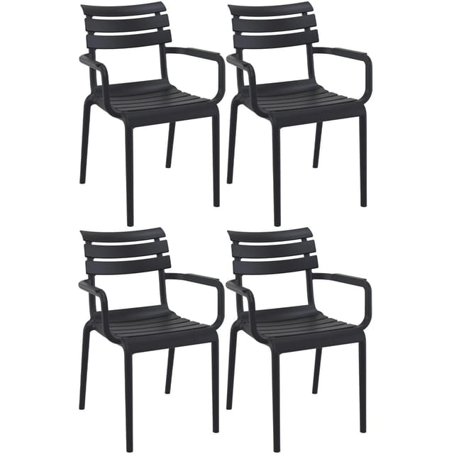 CLP 4er Set Gartenstühle Paris Schwarz