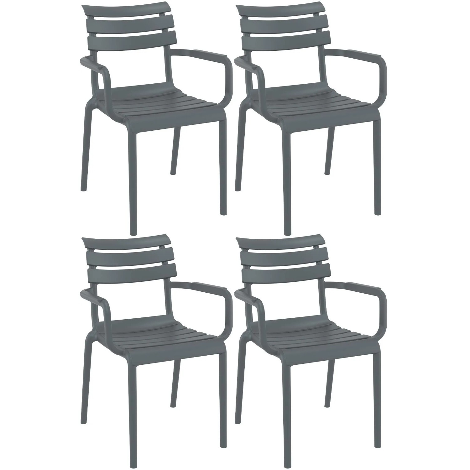 CLP 4er Set Gartenstühle Paris Dunkelgrau