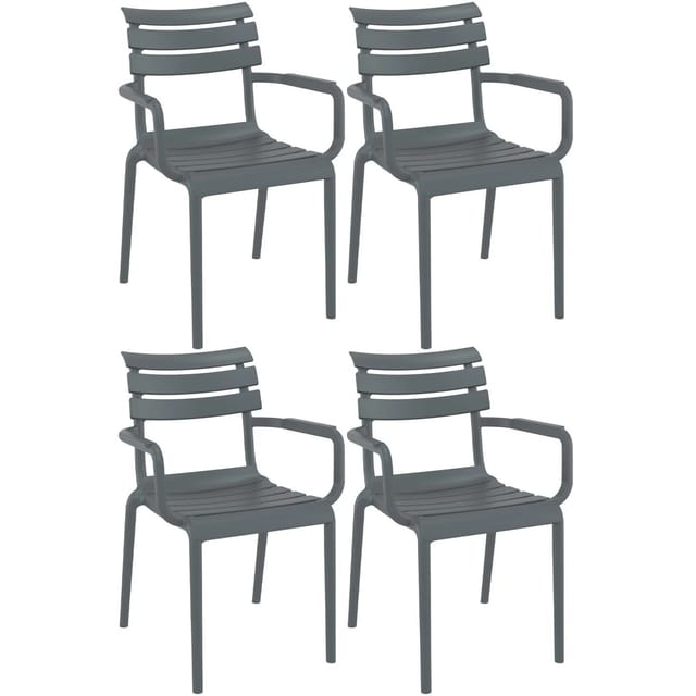 CLP 4er Set Gartenstühle Paris Dunkelgrau