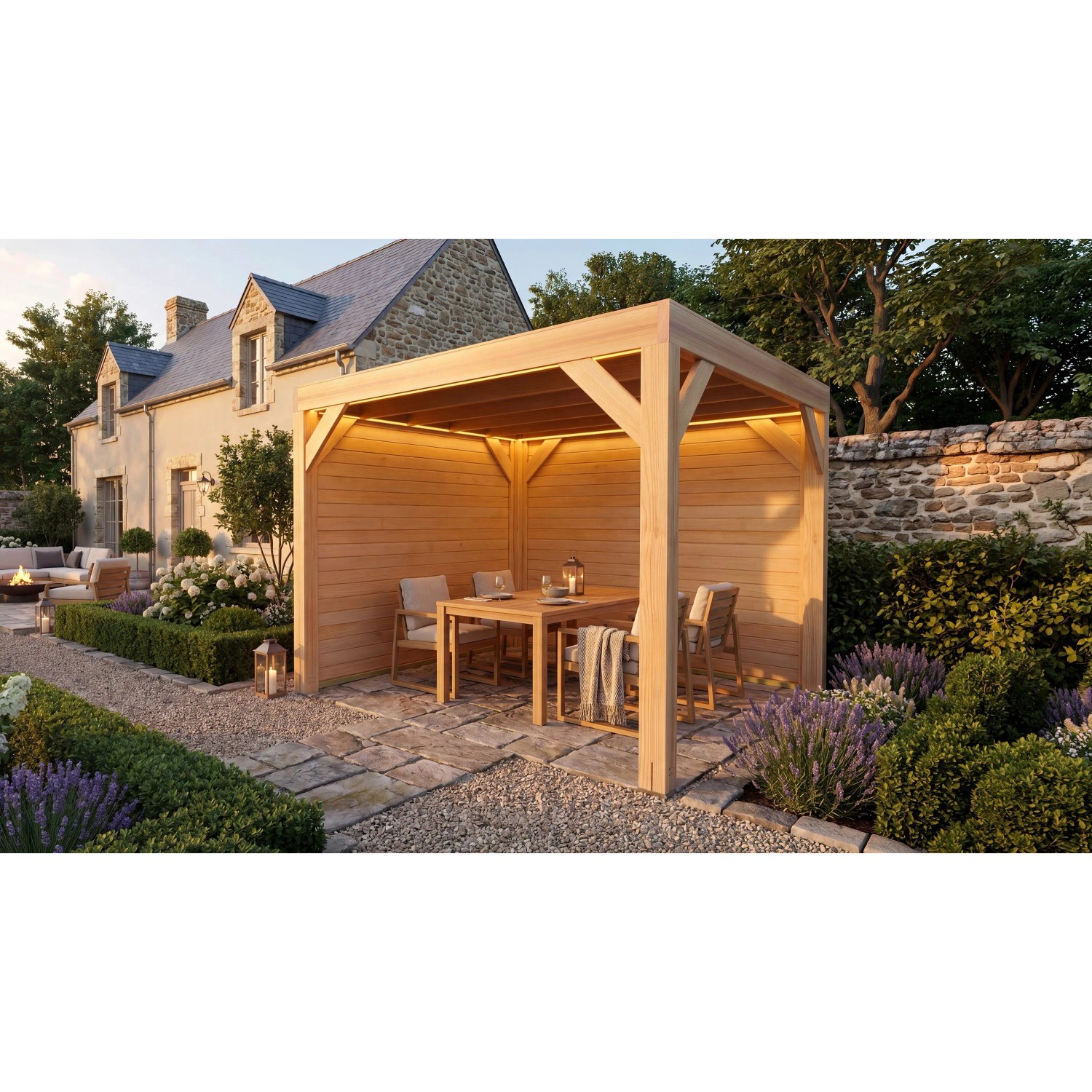 weka Gartenlaube Lumley 307 cm x 307 cm mit 2 x Holzwand