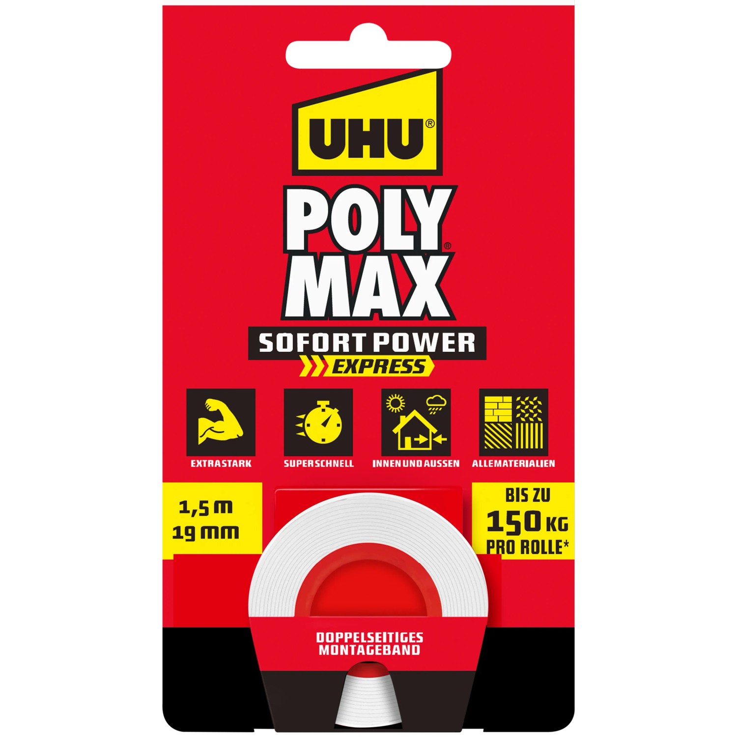 UHU Montageband Poly Max Weiß 1,5 m