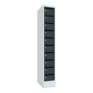 Pavoy Schließfachschrank, 1 x 10 Fächer, Korpus Lichtgrau/ Front Anthrazitgrau