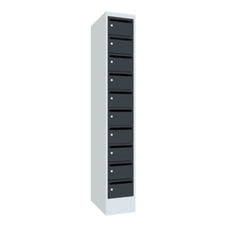Pavoy Schließfachschrank, 1 x 10 Fächer, Korpus Lichtgrau/ Front Anthrazitgrau