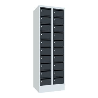 Pavoy Schließfachschrank, 2 x 10 Fächer, Korpus Lichtgrau/ Front Anthrazitgrau