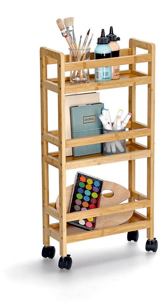Zeller Nischen-Rollwagen Bambus/MDF naturfarben 36 x 74 x 15 cm