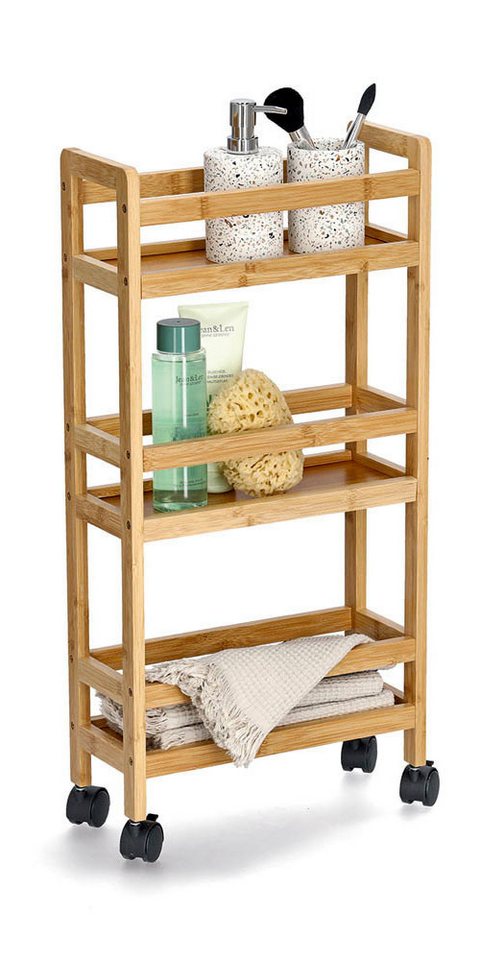 Zeller Nischen-Rollwagen Bambus/MDF naturfarben 36 x 74 x 15 cm Bild 2