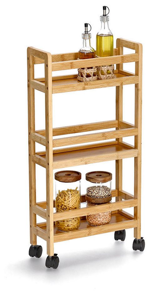 Zeller Nischen-Rollwagen Bambus/MDF naturfarben 36 x 74 x 15 cm Bild 5