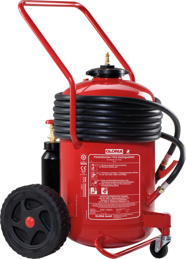GLORIA SK50 S-10 - Feuerlöscher, Schaum, 50 Liter, 10m Schlauch, fahrbar
