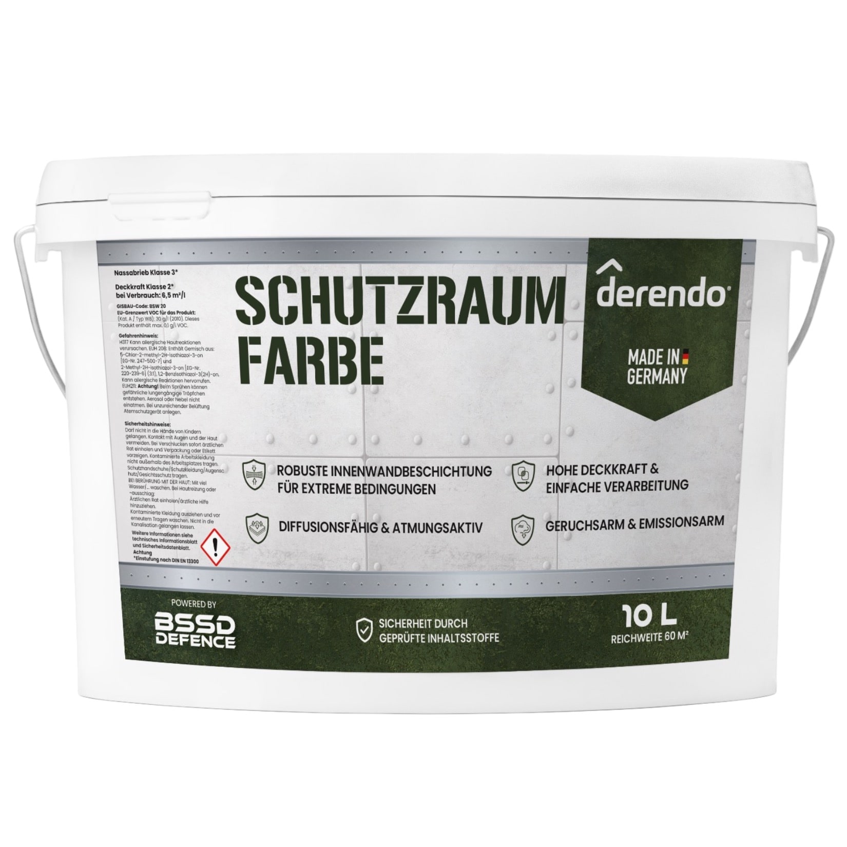 Derendo Schutzraum Wandfarbe weiß, 10l