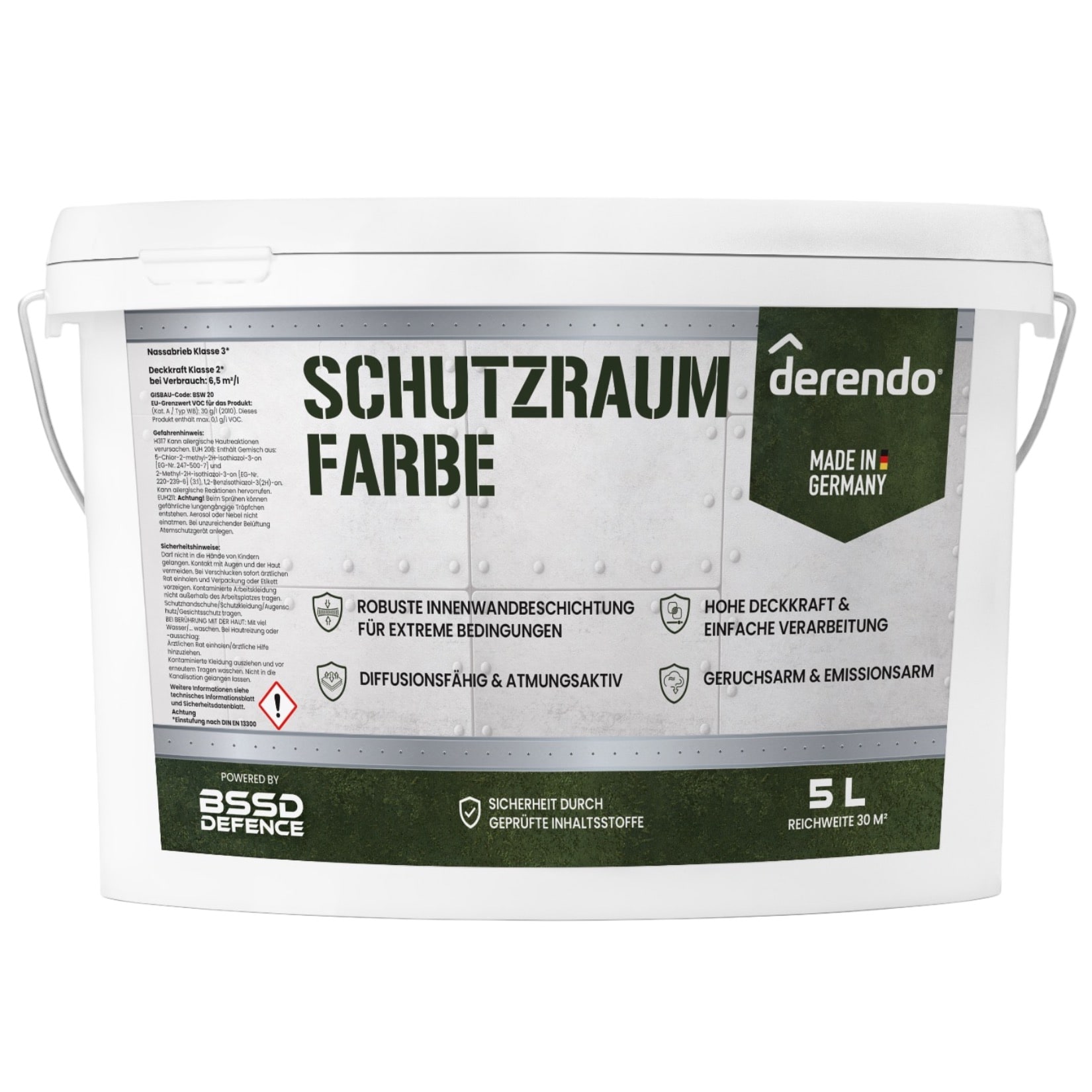Derendo Schutzraum Wandfarbe weiß, 5l