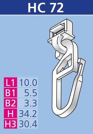 HINNO Klick-Gleiter hinno-clic HC72, Gardinen, Gardinenschienen, Vorhänge, Gardinenleisten, Innenlaufsysteme, Gardinenstangen, (20-St), HINNO Clic-Gleiter