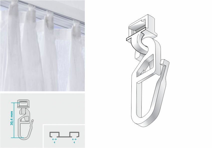 HINNO Klick-Gleiter hinno-clic HC72, Gardinen, Gardinenschienen, Vorhänge, Gardinenleisten, Innenlaufsysteme, Gardinenstangen, (20-St), HINNO Clic-Gleiter Bild 2