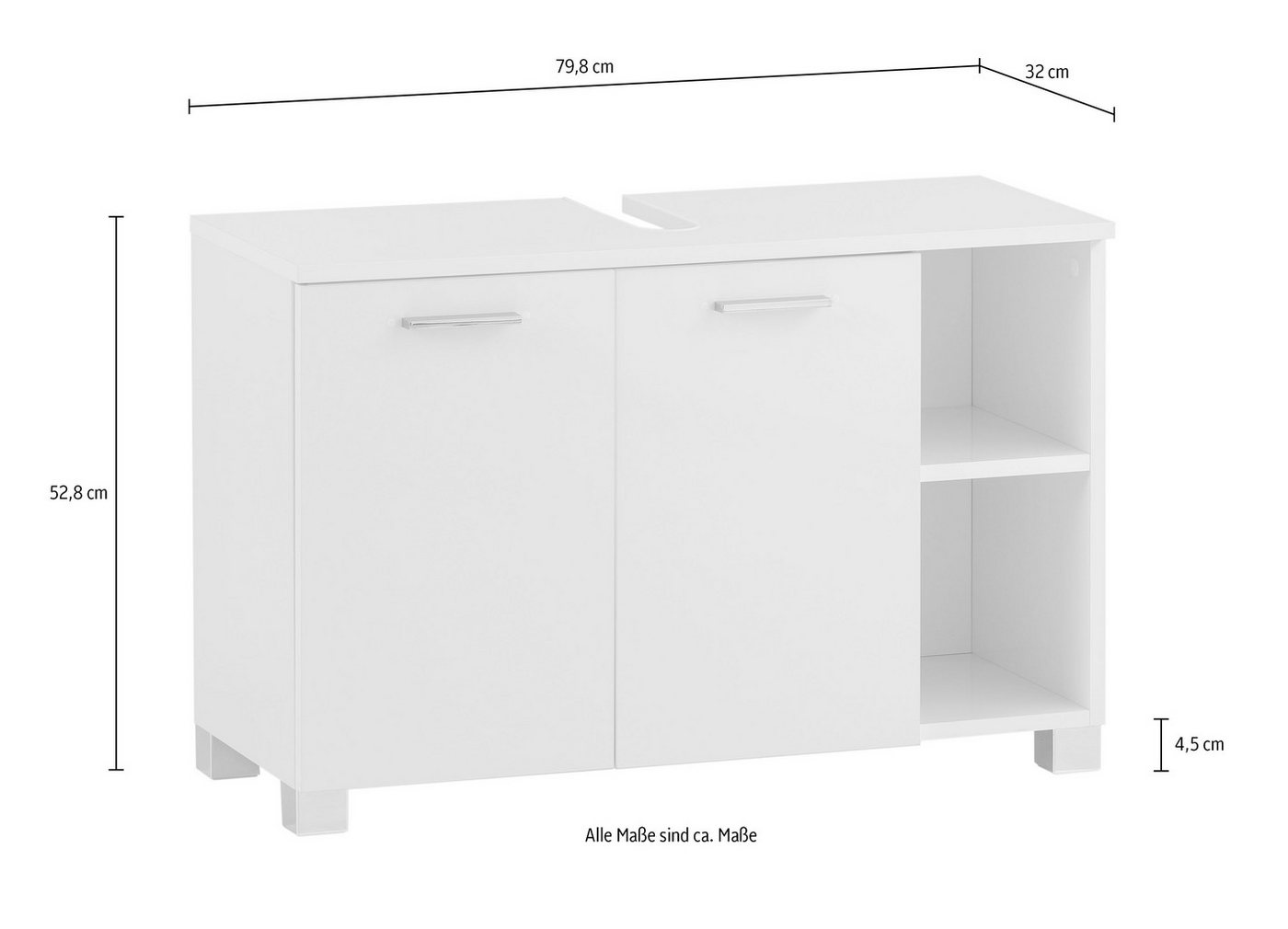 welltime Waschbeckenunterschrank Siphonausschnitt Bild 2