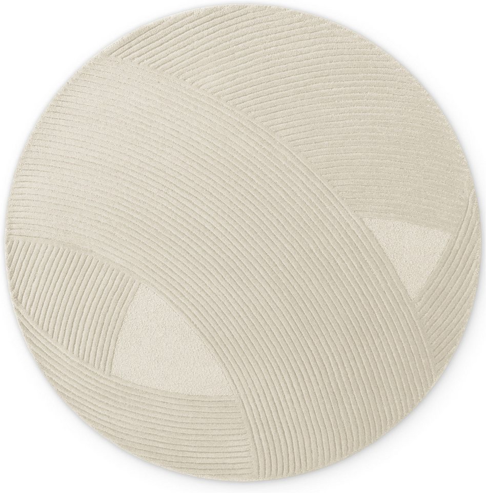 Ted Baker Wollteppich Victoria, auch in rund, rund, Höhe: 18 mm, Naturteppich Wolle, Hoch-Tief-Design, Wohnzimmer, Schlafzimmer