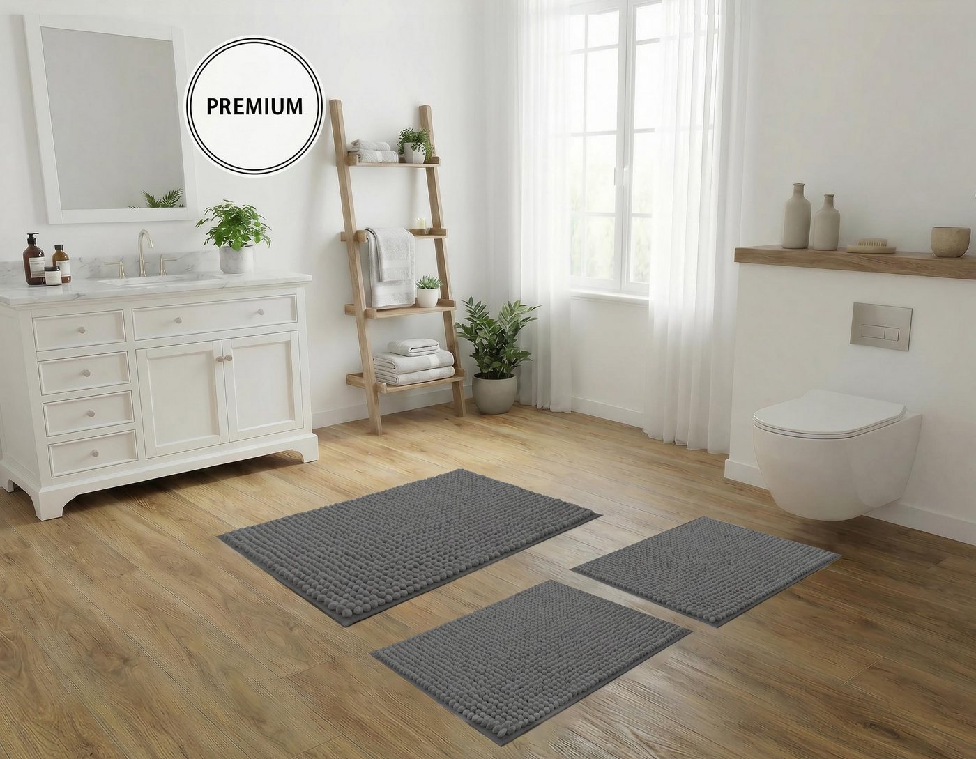 OTTO home Badematte Vanessa Chenille Premium, Badvorleger, Badezimmer, Duschvorleger, Höhe 20 mm, rutschhemmend beschichtet, schnell trocknend, strapazierfähig, fußbodenheizungsgeeignet, Polyester, rechteckig, Uni Farben, besonders weich, flauschig