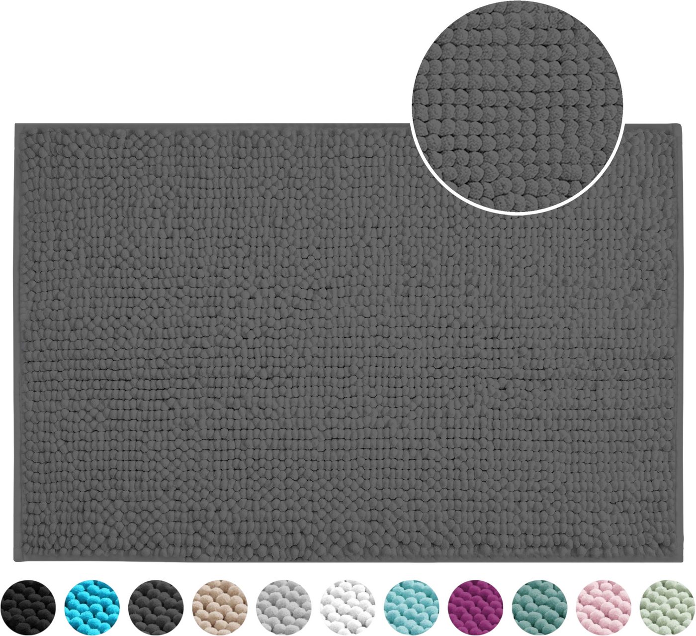 OTTO home Badematte Vanessa Chenille Premium, Badvorleger, Badezimmer, Duschvorleger, Höhe 20 mm, rutschhemmend beschichtet, schnell trocknend, strapazierfähig, fußbodenheizungsgeeignet, Polyester, rechteckig, Uni Farben, besonders weich, flauschig Bild 2