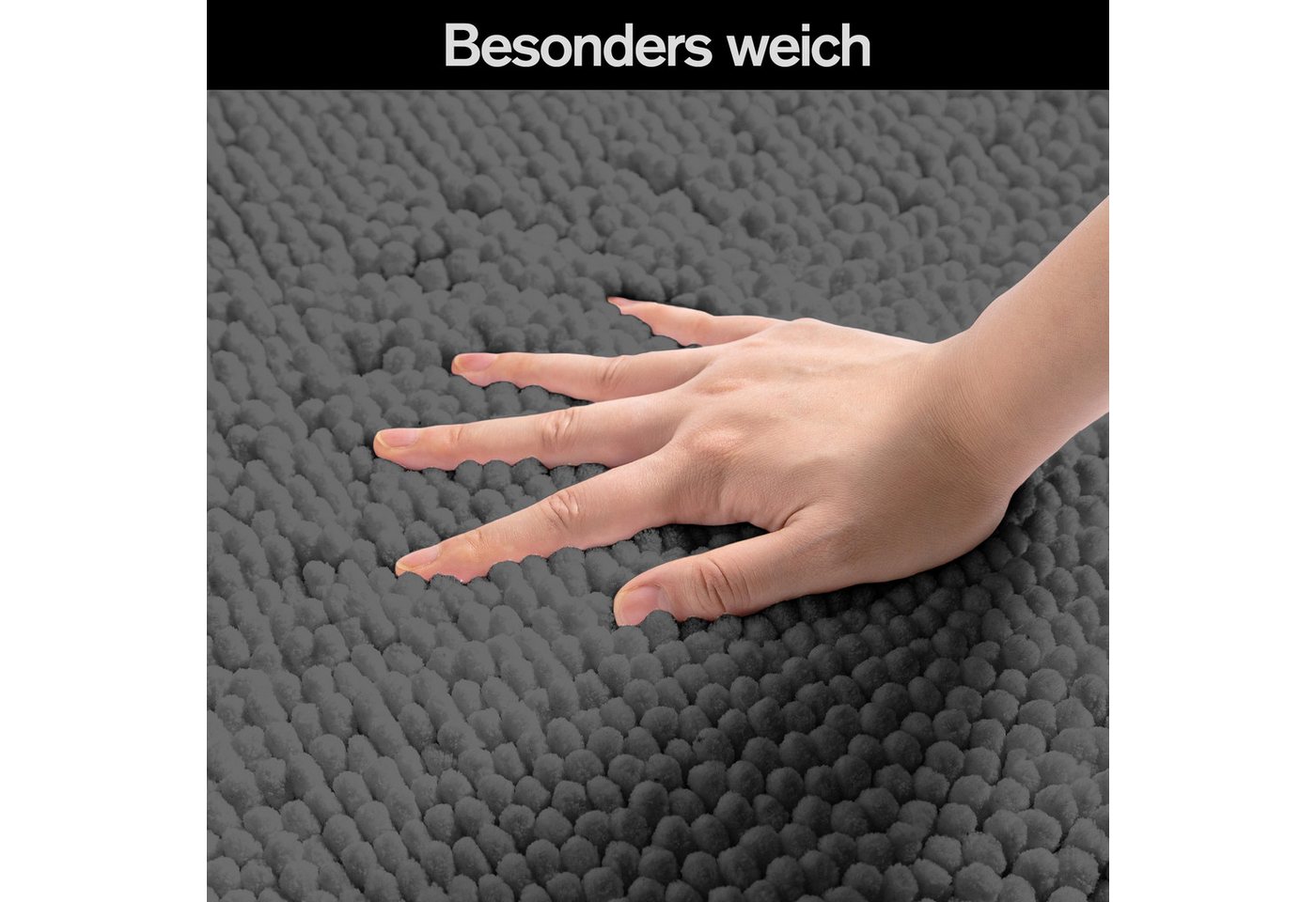 OTTO home Badematte Vanessa Chenille Premium, Badvorleger, Badezimmer, Duschvorleger, Höhe 20 mm, rutschhemmend beschichtet, schnell trocknend, strapazierfähig, fußbodenheizungsgeeignet, Polyester, rechteckig, Uni Farben, besonders weich, flauschig Bild 4