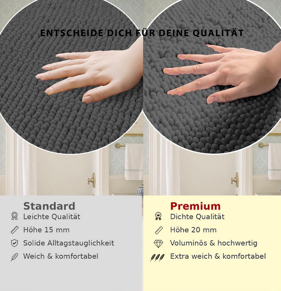 OTTO home Badematte Vanessa Chenille Premium, Badvorleger, Badezimmer, Duschvorleger, Höhe 20 mm, rutschhemmend beschichtet, schnell trocknend, strapazierfähig, fußbodenheizungsgeeignet, Polyester, rechteckig, Uni Farben, besonders weich, flauschig Bild 5