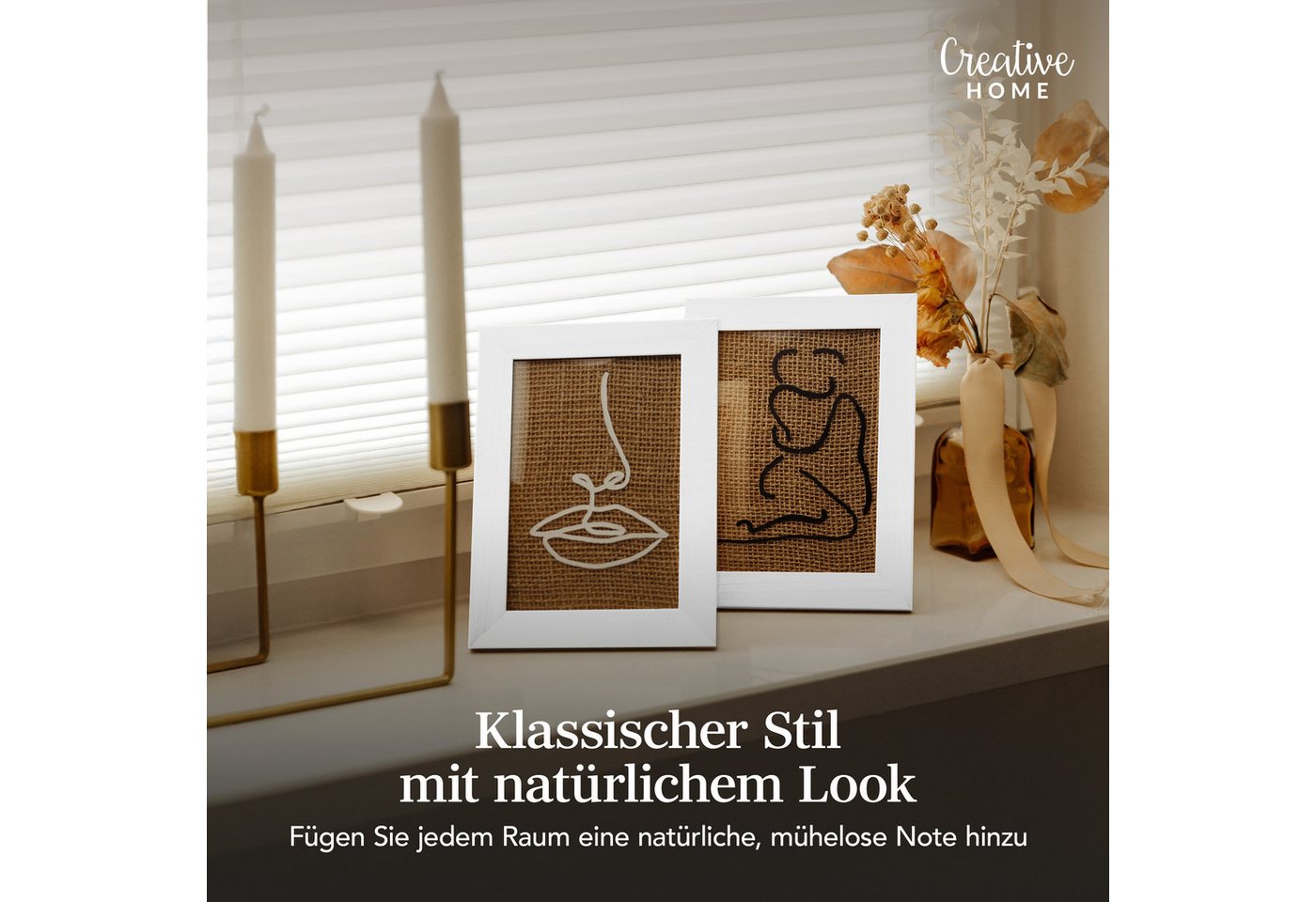 Creative Home Bilderrahmen 10x15 cm Set, Fotorahmen aus Kiefernholz Collage Wanddeko Foto Rahmen, (2 St), mit Rückwand zum Aufstellen und Aufhängen Bild 3