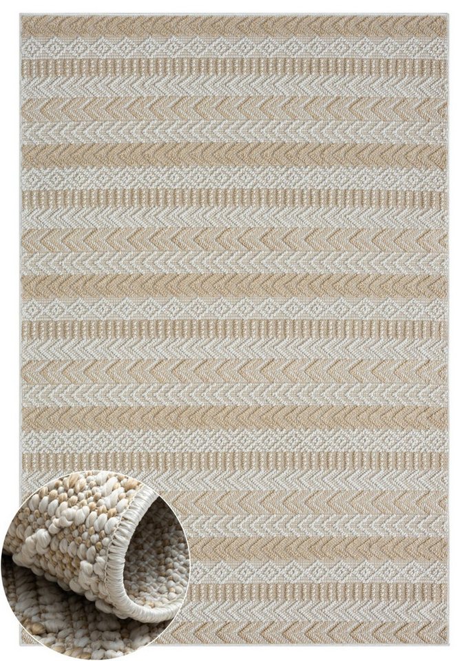 Wohnando Teppich MY-RUG Outdoor-Teppich "Carrie" 160x100 cm, beige, rechteckig, Höhe: 8 mm, im schönem Boho-Stil, Sisal-Optik, weich, für Garten und Balkon Bild 3