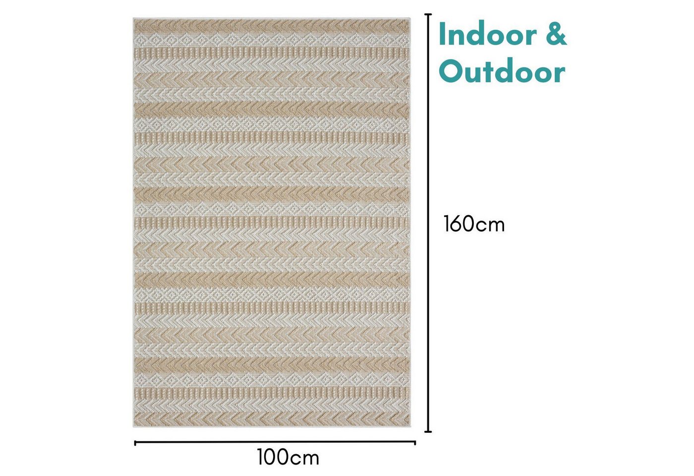 Wohnando Teppich MY-RUG Outdoor-Teppich "Carrie" 160x100 cm, beige, rechteckig, Höhe: 8 mm, im schönem Boho-Stil, Sisal-Optik, weich, für Garten und Balkon Bild 4