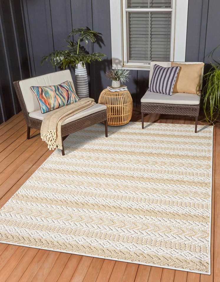 Wohnando Teppich MY-RUG Outdoor-Teppich "Carrie" 160x100 cm, beige, rechteckig, Höhe: 8 mm, im schönem Boho-Stil, Sisal-Optik, weich, für Garten und Balkon Bild 5