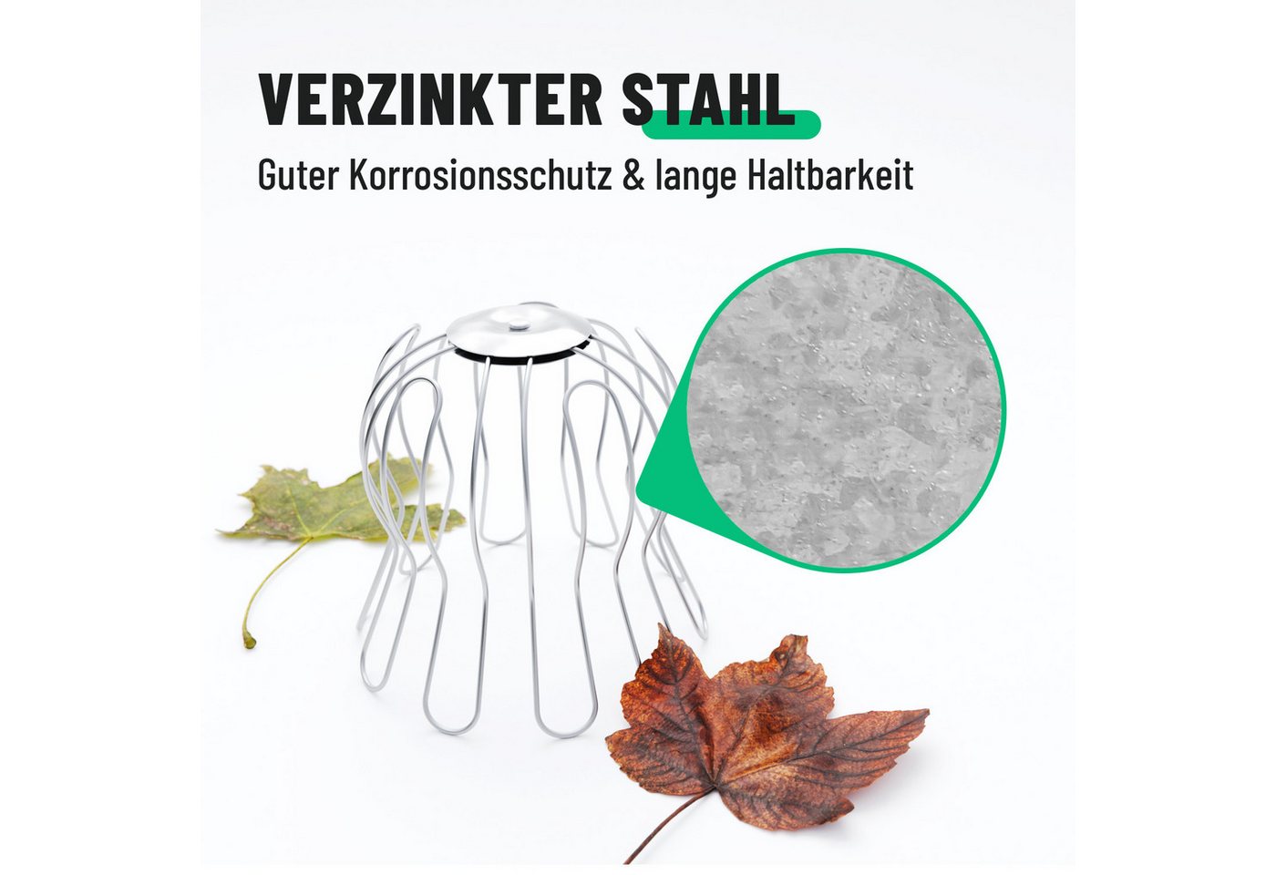 greate. Laubschutznetz 4x Dachrinnen Laubschutz Verzinkt 87 bis 100mm - Fallrohrschutz (4-St)