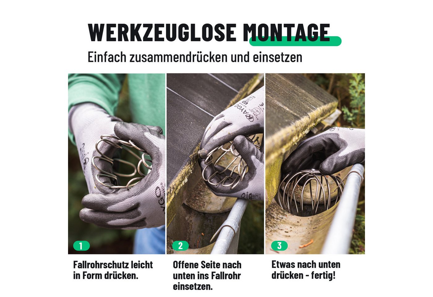greate. Laubschutznetz 4x Dachrinnen Laubschutz Verzinkt 87 bis 100mm - Fallrohrschutz (4-St) Bild 2